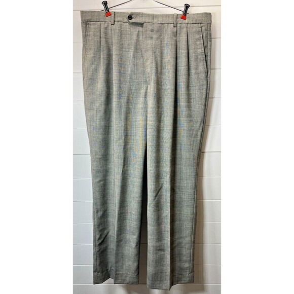 Pendleton VTG Mens Window Pane 43R Gray Wool Pleated Pants Suspender Button